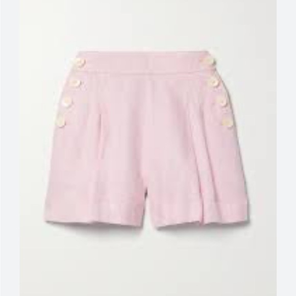 Zimmerman High Tide Button Embellished High Waisted 100% Linen Shorts - Picture 6 of 13